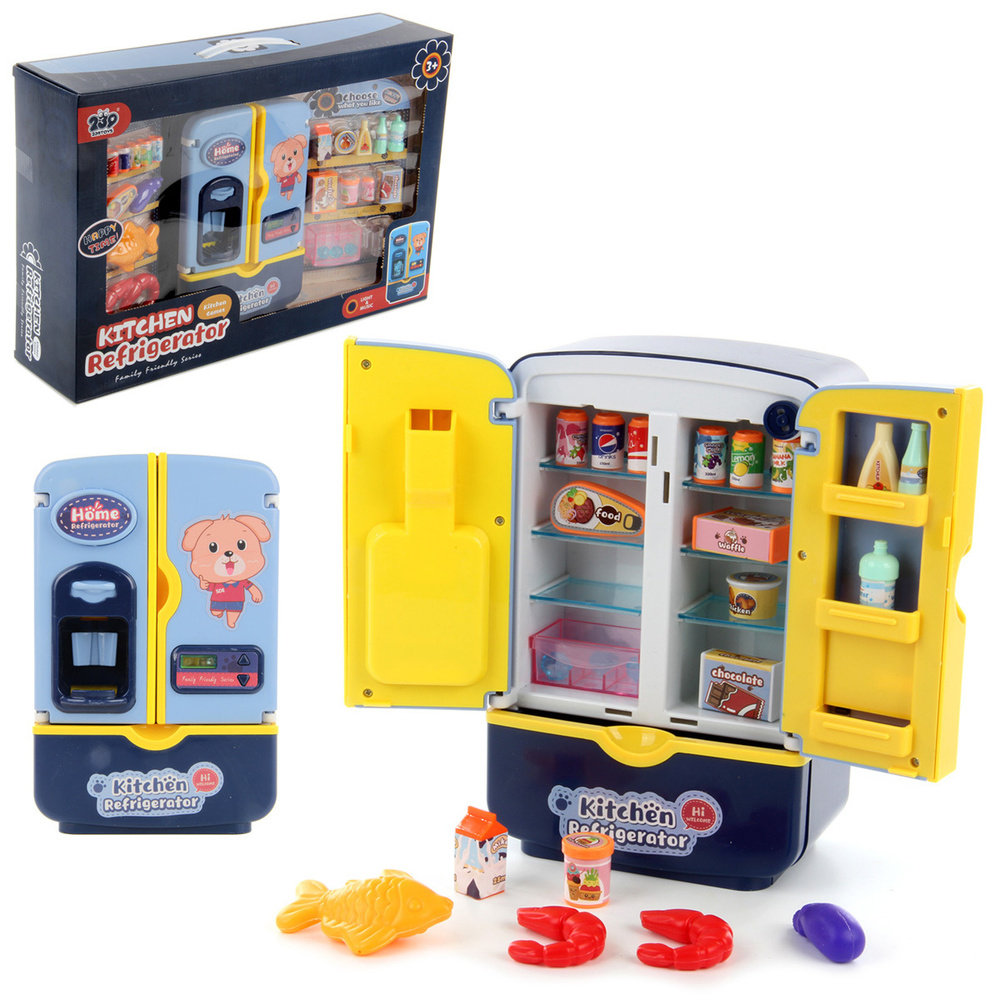 Игрушечный холодильник с продуктами, Veld Co / Детская бытовая техника со светом и звуком  #1
