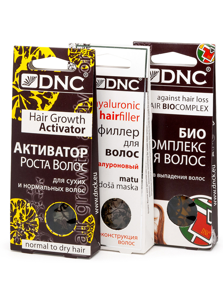 DNC Набор для волос: Активатор роста для сухих и нормальных волос 3 х 15 мл, Биокомплекс против выпадения #1