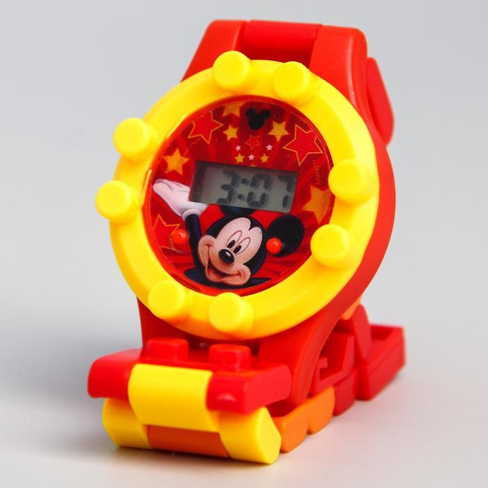 Disney, Часы наручные, Микки Маус, с ремешком-конструктором, голубой/красный  #1