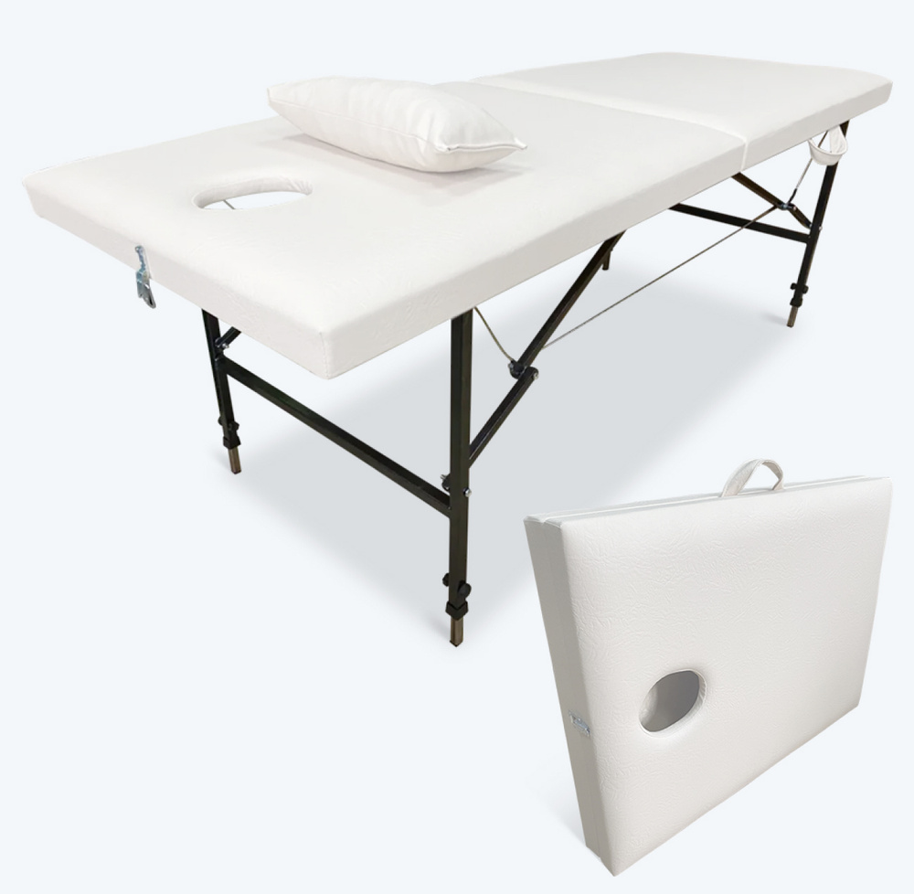 Массажный стол складной 180х60 и регулировкой высоты 65-85 см Белый Fabric-stol  #1
