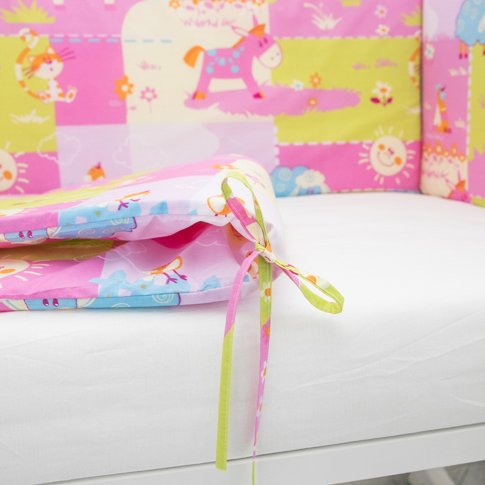 Бортики в кроватку для новорожденных, комплект 4 шт., сатин  #1