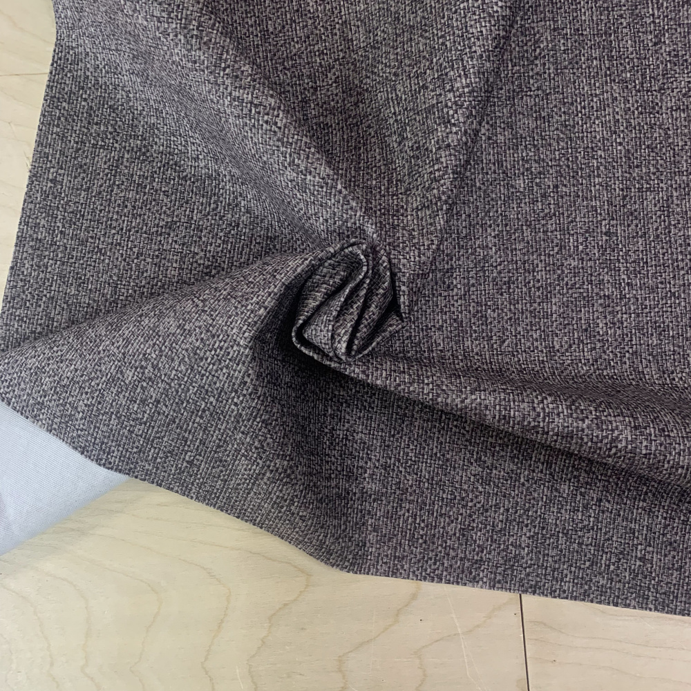 Мебельная ткань Микровелюр с имитацией рогожки "Riko"-19 цвет темно-серый  #1
