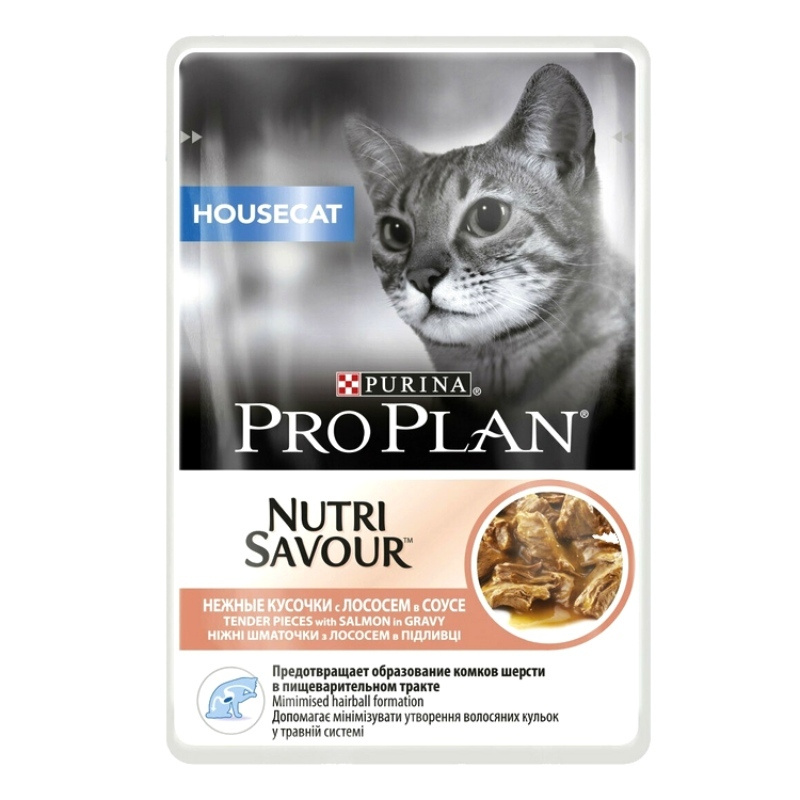 Влажный корм для кошек Pro Plan Nutrisavour HouseCat, с лососем 26 шт. х 85 г (кусочки в соусе)  #1