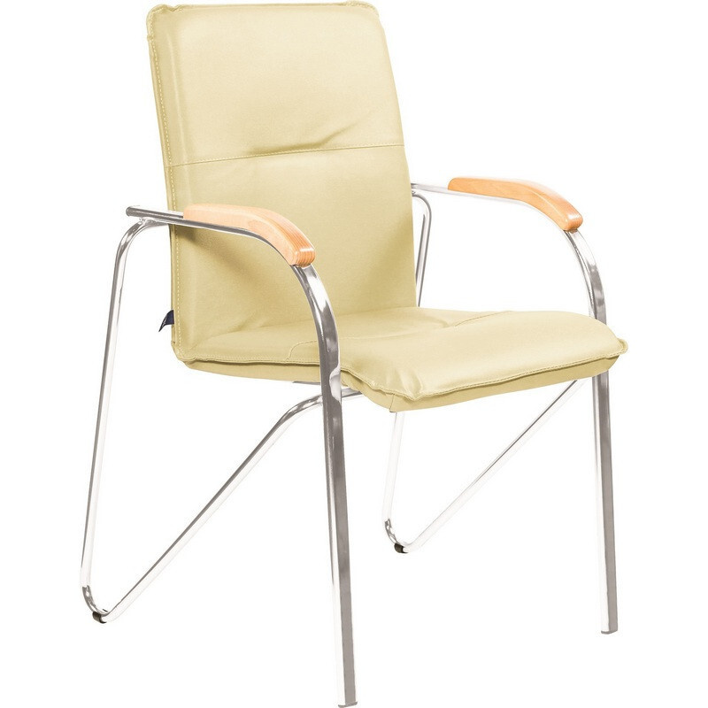 Конференц-кресло Samba, бежевое/бук, искусственная кожа, металл серебряный  #1