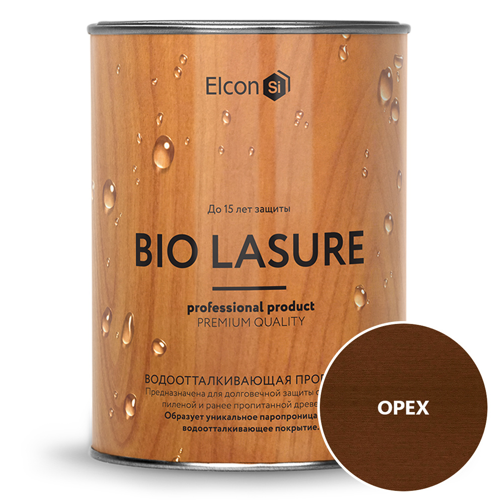 Пропитка для защиты дерева, водоотталкивающая , антисептик для дерева, Elcon Bio Lasure, орех (0,9л) #1