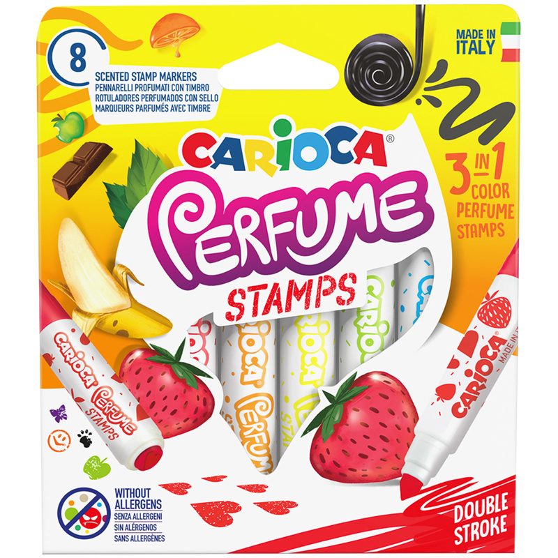 Фломастеры-штампы для рисования набор двусторонние Carioca "Perfume Stamps", 8 цветов, ароматизированные, #1