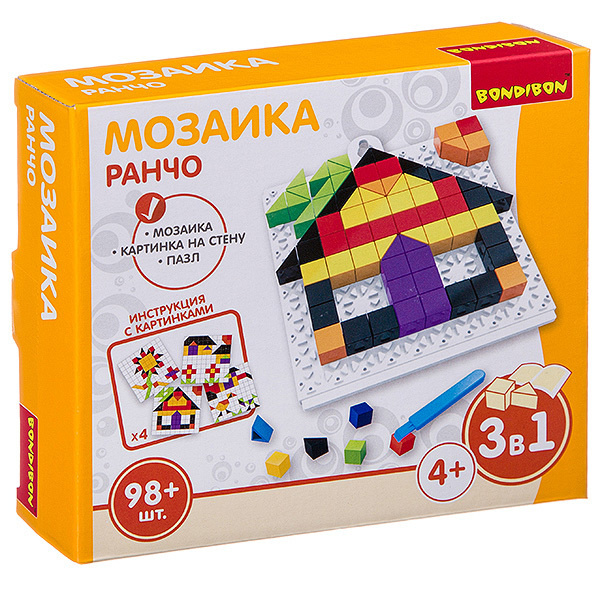 Мозаика Bondibon "РАНЧО" 3в1 мозаика, картинка на стену, пазл, 98 деталей (ВВ3024)  #1