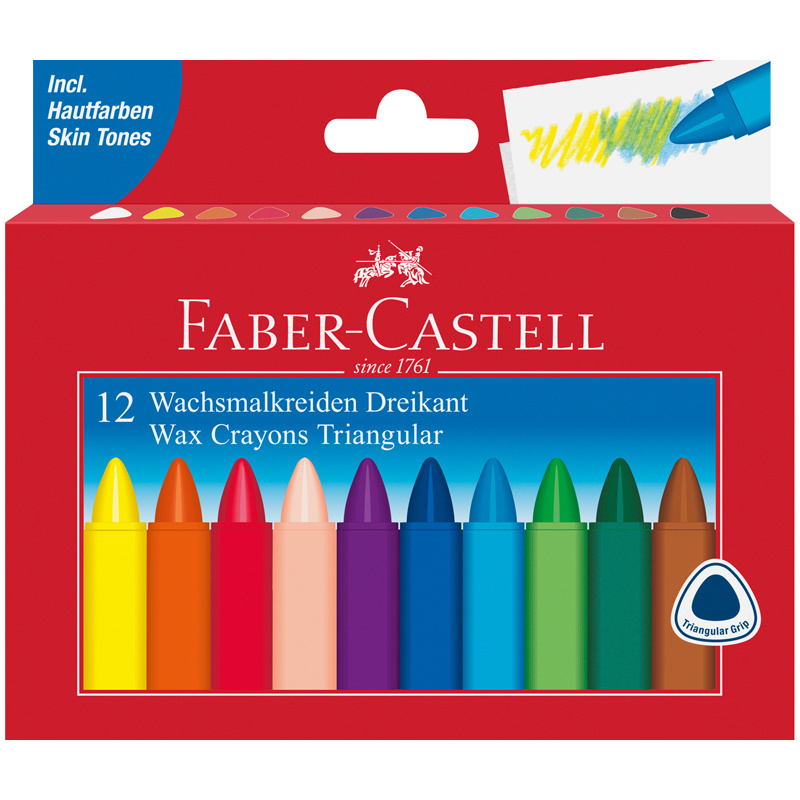 Мелки восковые Faber-Castell, 12цв., трехгранные, картон. упаковка  #1