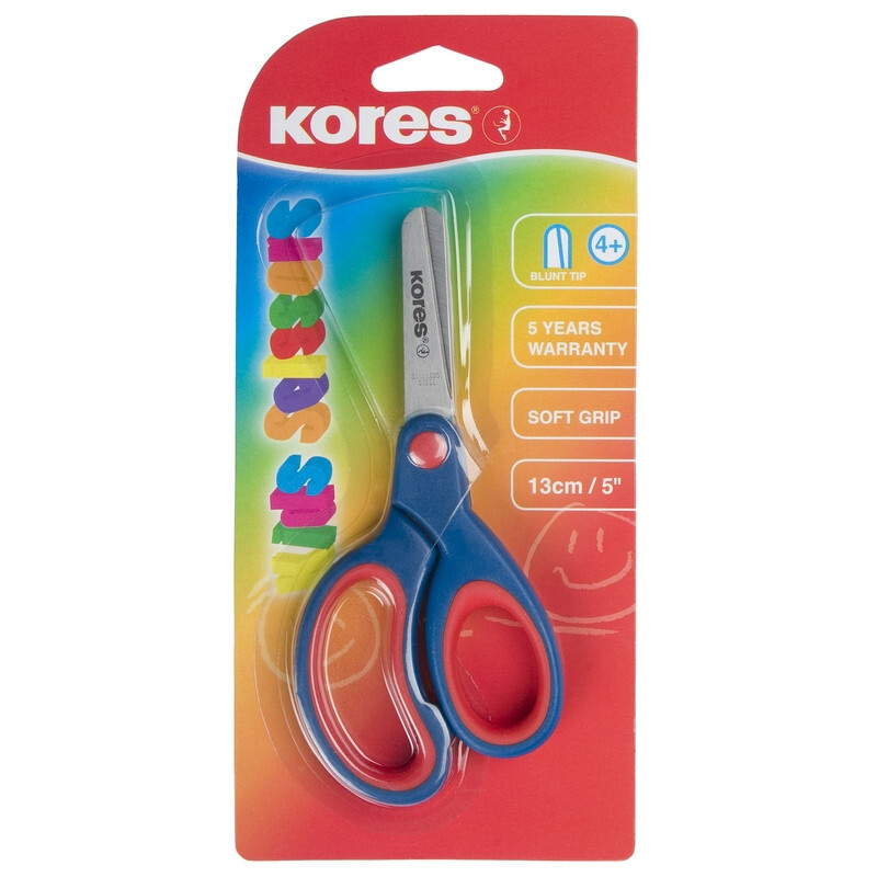 Ножницы детские Kores Softgrip 13 см с пласт. прорезин. ассимитр. ручками  #1