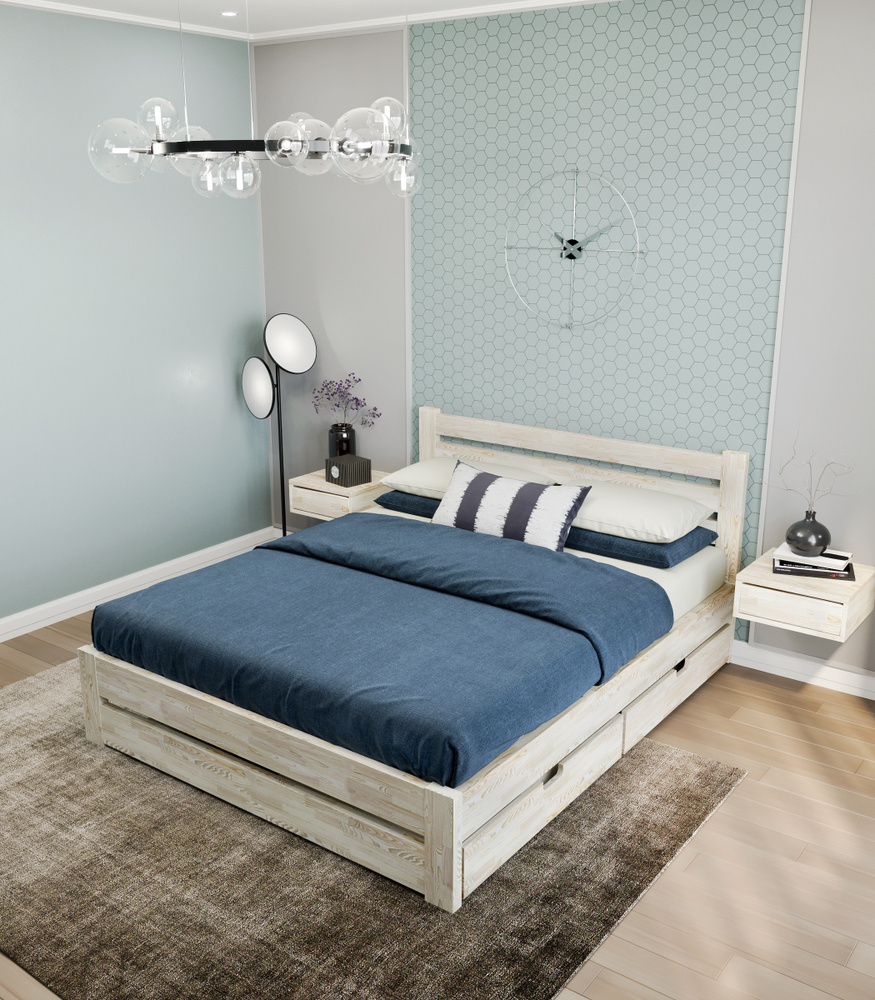 Двуспальная кровать Кровать с 2-мя ящиками_Кровать с ящиками_Кровать с 2-мяящиками - купить по выгодной цене в интернет-магазине OZON (314875551)