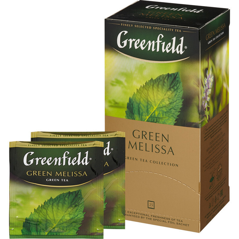 Чай Greenfield Green Melissa зеленый, фольгированные 25 пакетиков, 2 упаковки  #1