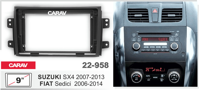 Переходная рамка 2Din 9 дюймов Suzuki SX4, Fiat Sedici. Carav 22-958. #1