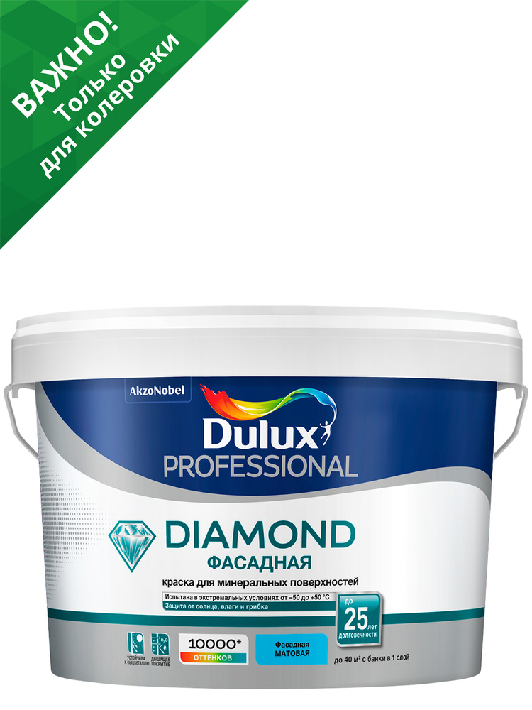 Краска фасадная водно-дисперсионная Dulux Diamond гладкая база BC 2,25 л  #1