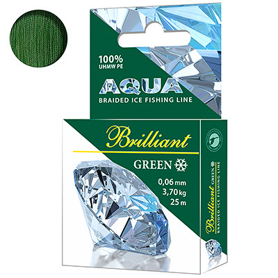 Плетеный шнур для рыбалки AQUA Green Brilliant зимний 0,06mm 25m #1