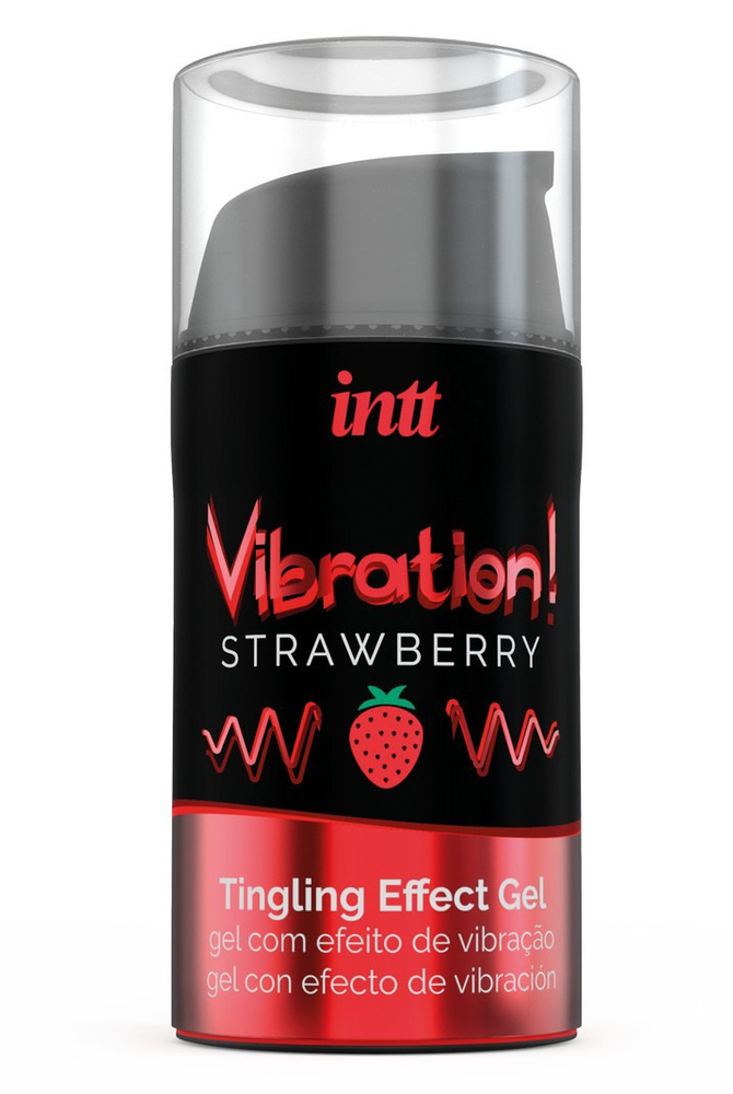 Лубрикант с согревающим эффектом и ароматом клубники Vibration! Strawberry (жидкий вибратор), 15 мл  #1