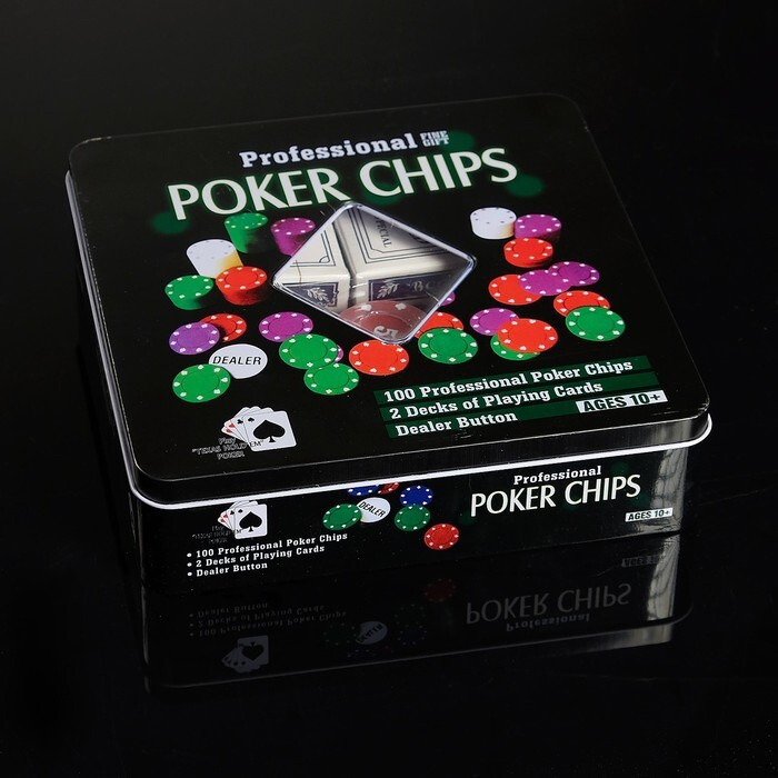 Набор для игры в покер 100 фишек + 2 колоды карт "Professional Poker Chips"  #1