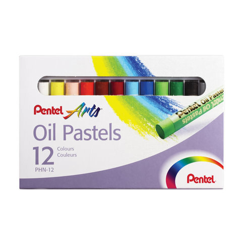 Пастель масляная 12 цветов Pentel Oil Pastels, круглая, картонная упаковка (PHN4-12)  #1