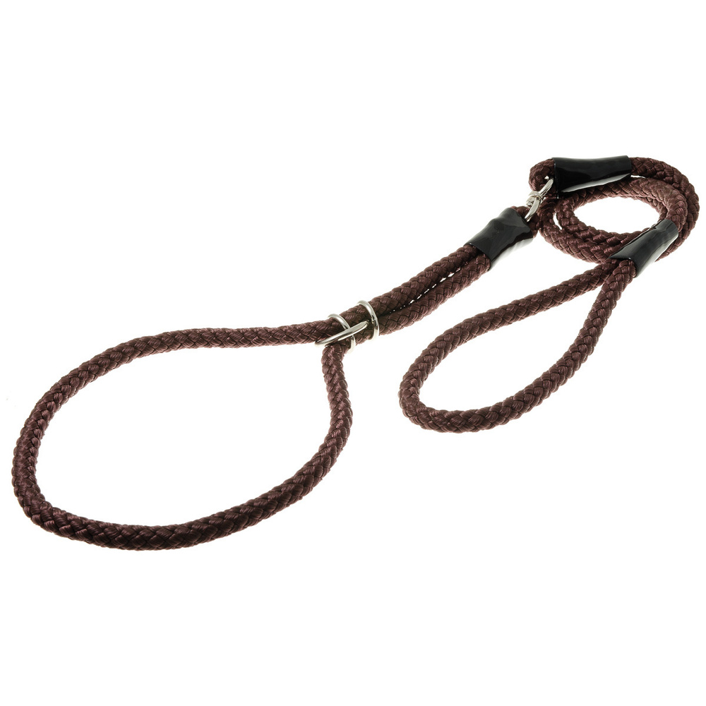 Ринговка для собак, круглая с кольцом, обхват до 66 см, нейлон ширина 10 мм, длина 120 см, коричневая, #1