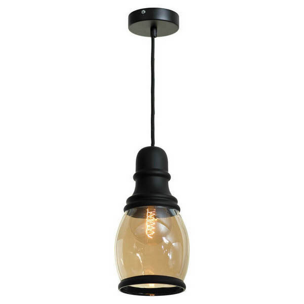 Подвесной светильник Lussole Loft Tonawanda LSP-9690, арматура черная, плафон стекло коричневое  #1
