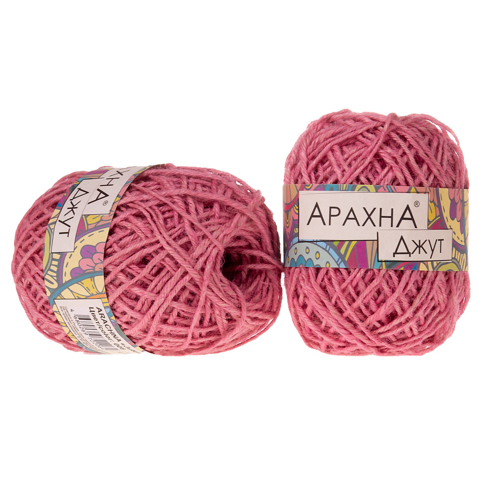 Пряжа Арахна Джут 100% джут цвет №008 розовый, комплект 2 мотка по 100 г по 90 м  #1