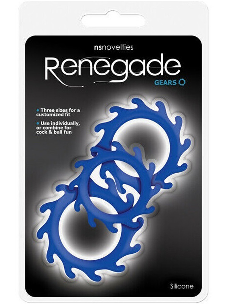 Набор "RENEGADE GEARS BLUE" из 3 эластичных эрекционных колец для мужчин, 3.5cm-4cm-4.5cm  #1