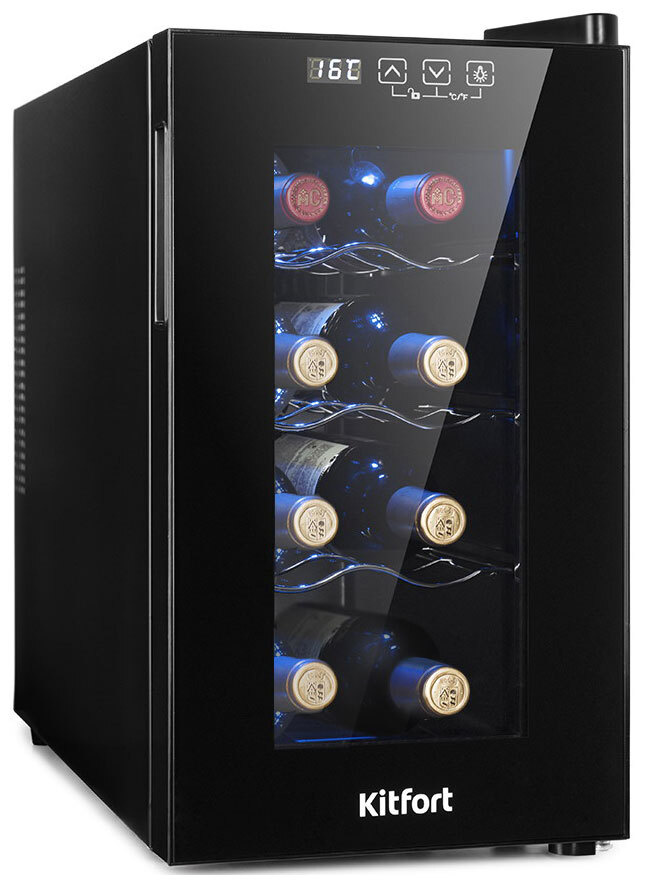 Винный шкаф Kitfort KT-2419, 23 л, 70 Вт, регулировка температуры, на 8 бутылок, чёрный  #1