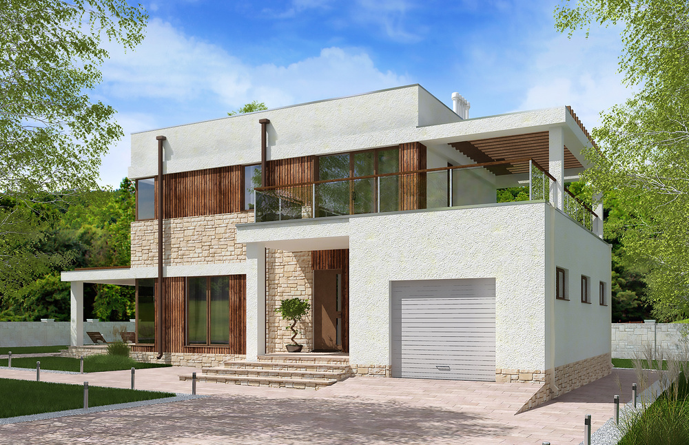 Проект Rg5669 - Проект двухэтажного жилого дома с гаражом и террасами (151 м2, 10м x17м)  #1