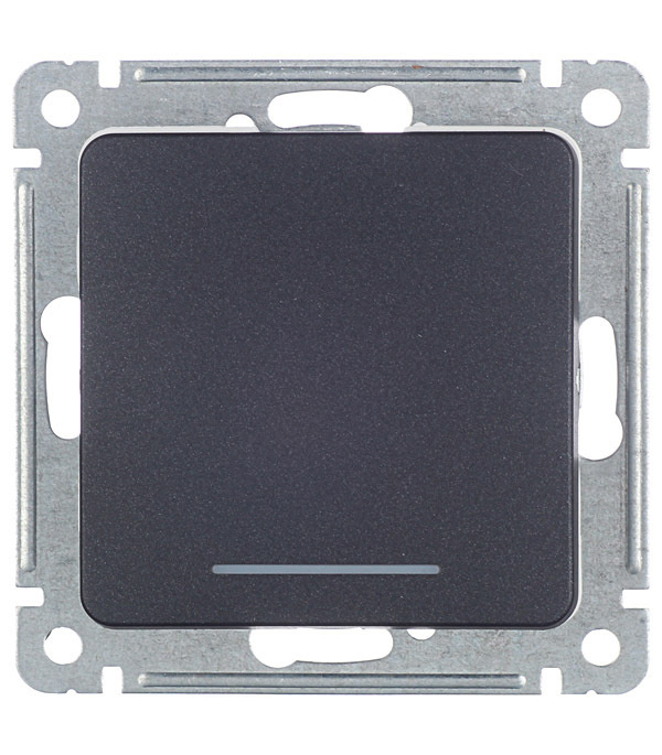 Выключатель HEGEL Master ВС10-412-08 одноклавишный скрытая установка черный с подсветкой  #1