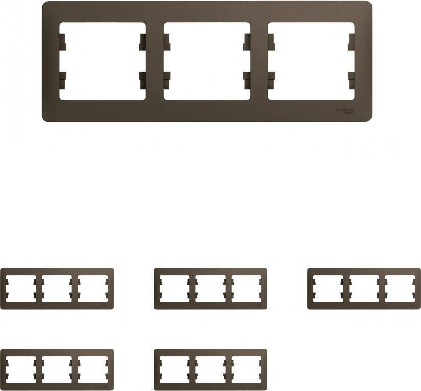 Рамка Schneider Electric Glossa трехместная горизонтальная шоколад (комплект из 5 шт)  #1
