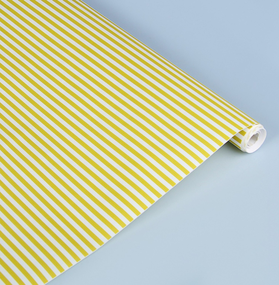 Крафт-бумага белёная односторонняя в рулоне 0,5x10 метров 70 г/м2, принт Полоски жёлтые  #1