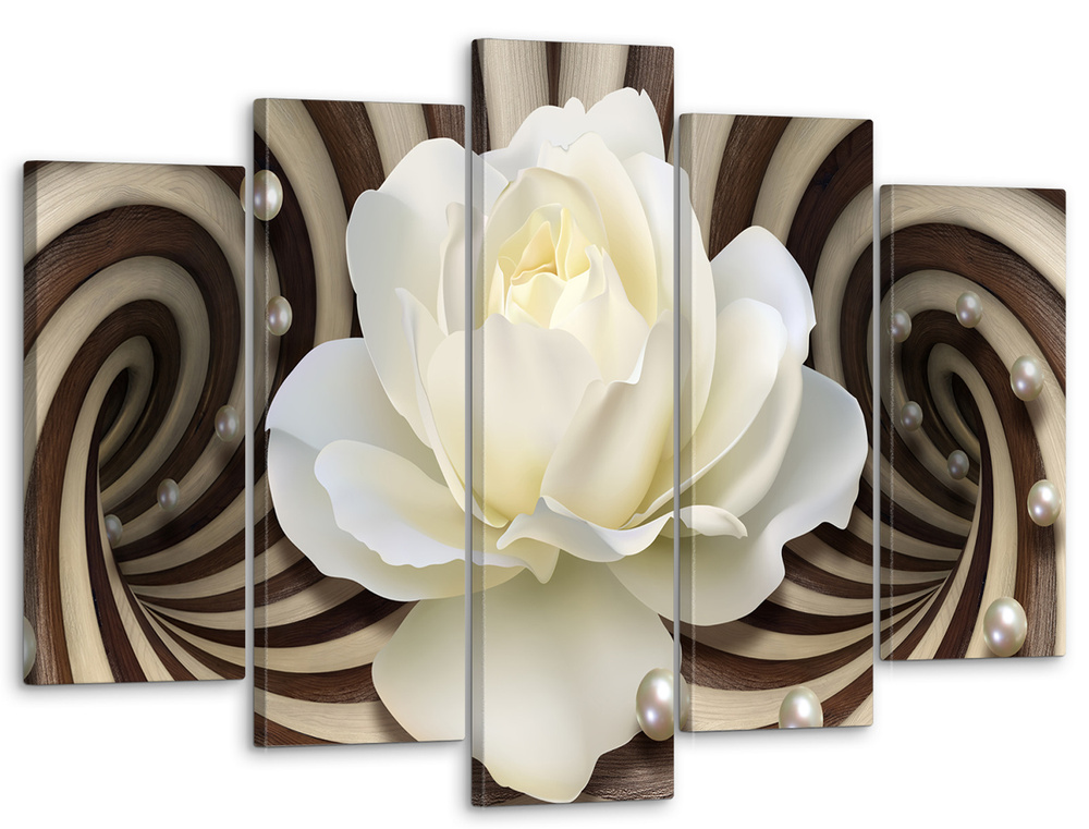 Модульная картина для интерьера на стену / Цветы / "Абстракция с белой розой" 80x140 см MK50027  #1