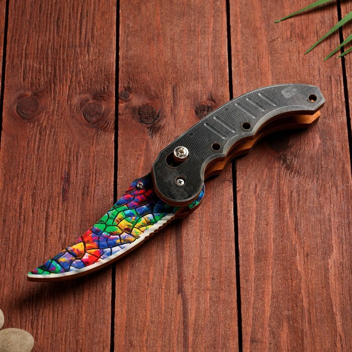 Дарим Красиво, Сувенир деревянный "Ножик автоматический раскладной" разноцветный винтаж  #1