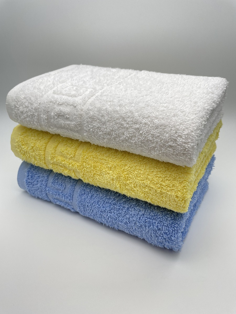 Набор полотенец для лица, рук или ног TM Textile, Хлопок, 50x90 см, белый, желтый, 3 шт.  #1