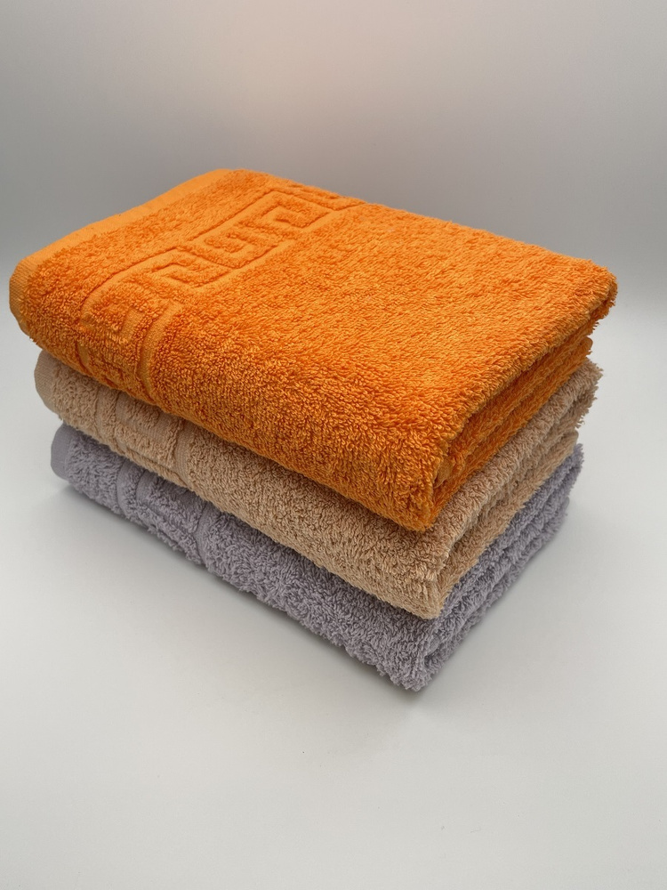Набор полотенец для лица, рук или ног TM Textile, Хлопок, 50x90 см, темно-бежевый, оранжевый, 3 шт.  #1