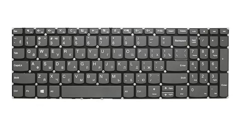 Клавиатура для ноутбука Lenovo Ideapad 3 15ADA05, 15ARE05, 15IGL05, 15IIL05, мал. Ентер, серая, без рамки #1