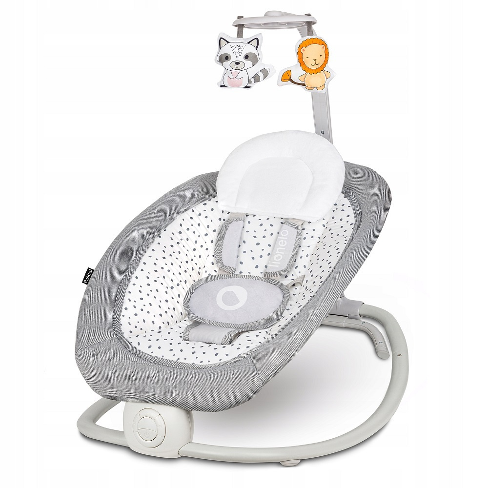 Детский шезлонг качалка для новорожденных, кресло -качалка баунсер для малышей Lionelo Pascal Grey Dove #1