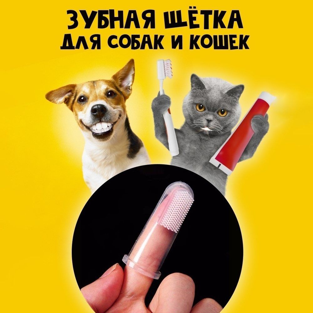 Зубная щётка для кошек и собак Boninio home. Силиконовая щетка на палец ...