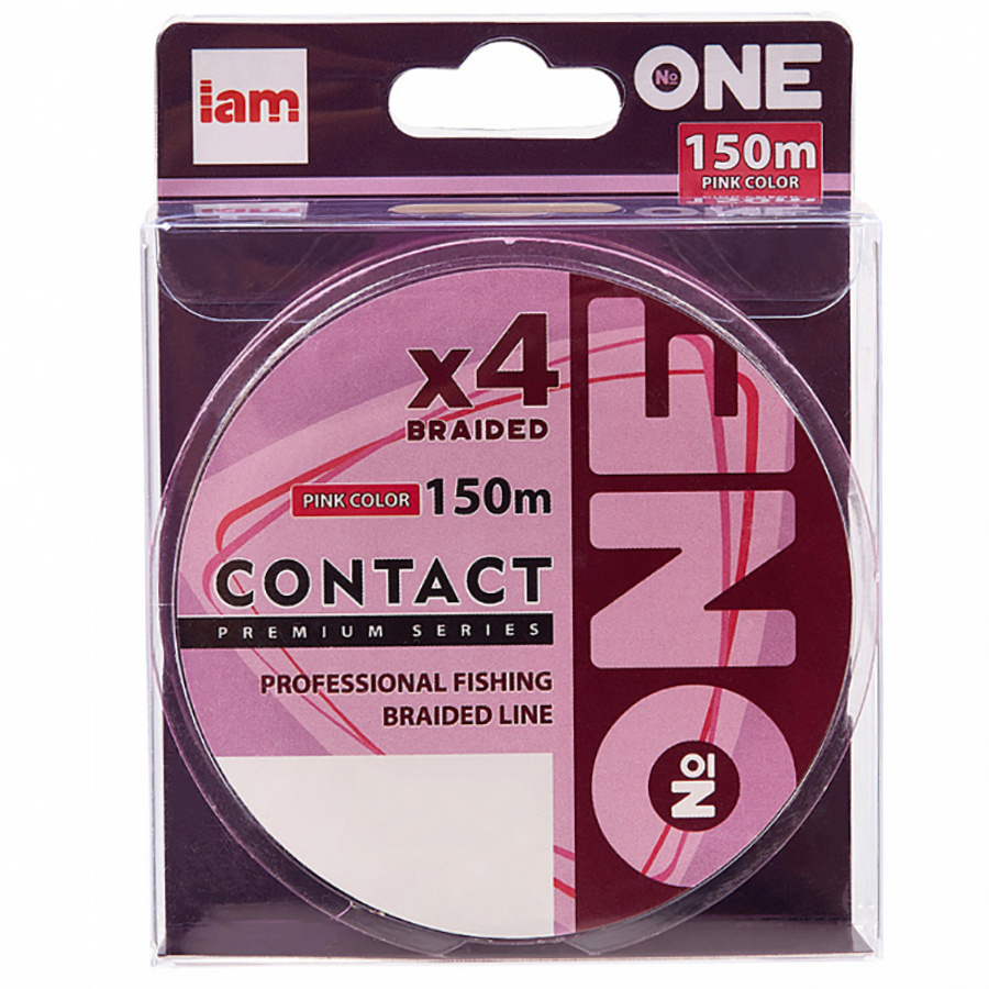 Шнур PE IAM X4 Number ONE CONTACT #0.3 (150 м, 0.090 мм, розовый, 1.6 кг) #1
