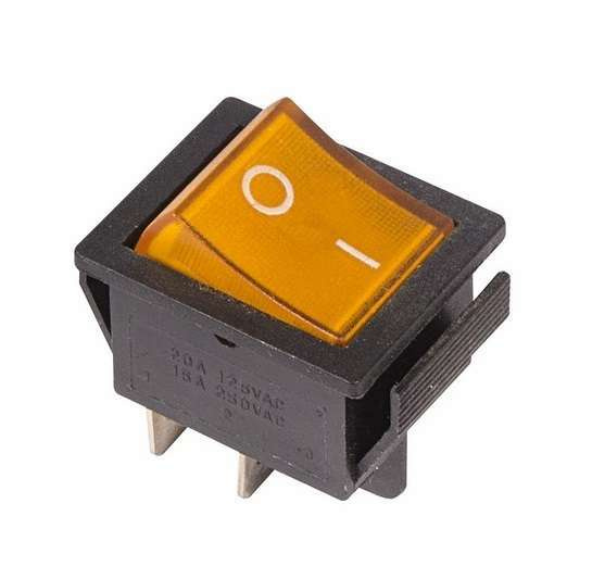 Выключатель клавишный 250В 16А (4с) ON-OFF желт. с подсветкой (RWB-502 SC-767 IRS-201-1) Rexant 36-2333 #1