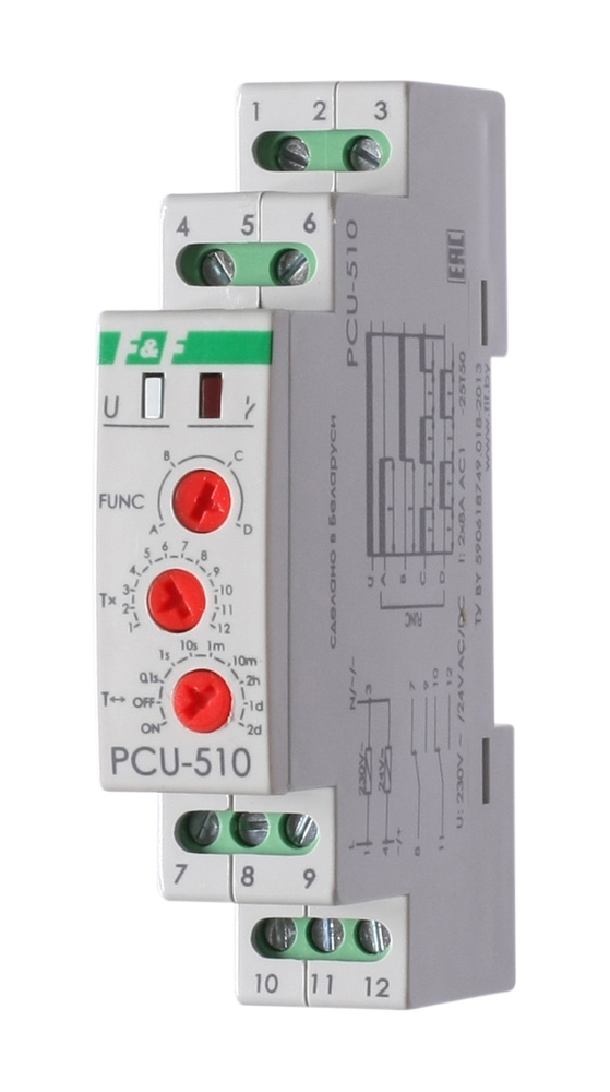 Реле времени PCU-510 многофункц. 230В 2х8А 2перекл. IP20 монтаж на DIN-рейке F&F EA02.001.009  #1