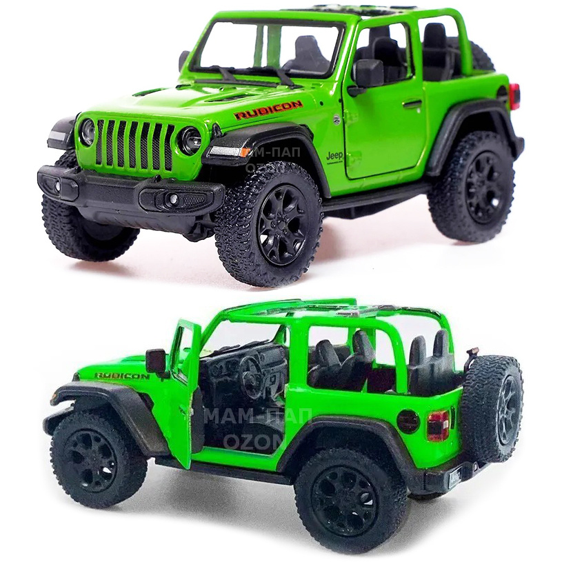 Машинка металлическая Kinsmart 1:34 2018 Jeep Wrangler Open Top KT5412DA инерционная, двери открываются #1