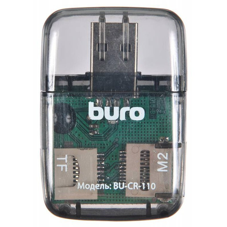 Устройство чтения карт памяти USB2.0 Buro BU-CR-110 черный #1