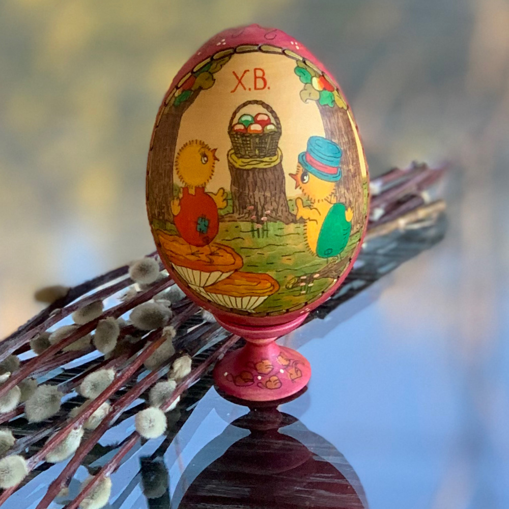 Пасхальное яйцо декоративное на подставке деревянное "Пасха"  #1