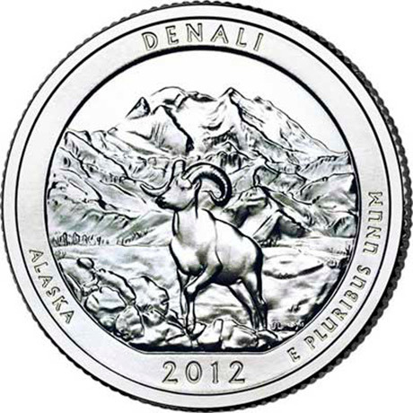 Монета 25 центов 2012 США Денали (Denali) 15-й парк двор S #1