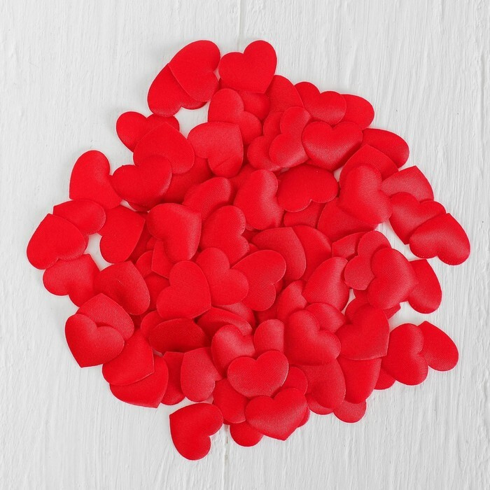 Сердечки декоративные, набор 100 шт., 2 см, цвет красный #1