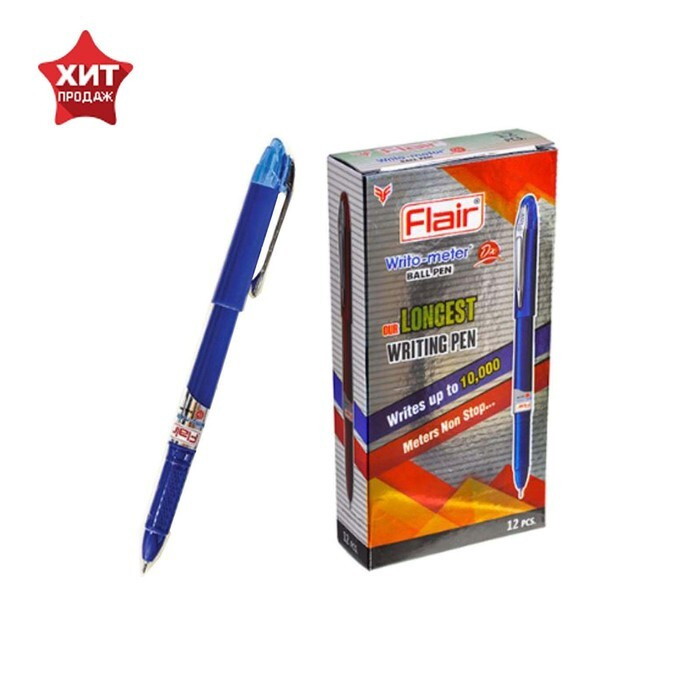 Ручка шариковая Flair Writo-Meter DX узел-игла 0.6, (пишет 10 км), шкала на стержне, синий  #1