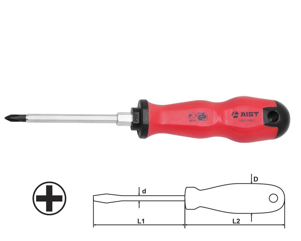 Отвертка крестовая PH3 150мм силовая под ключ AIST 82031503 крестообразная PHILLIPS РН3  #1