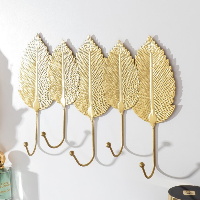 Крючки декоративные "Листья шелковицы" золотые 19х30,5 см #1
