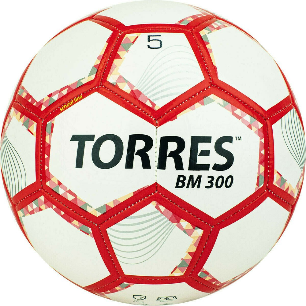 Мяч футбольный TORRES BM 300 размер 5, бело-серебр-красный #1