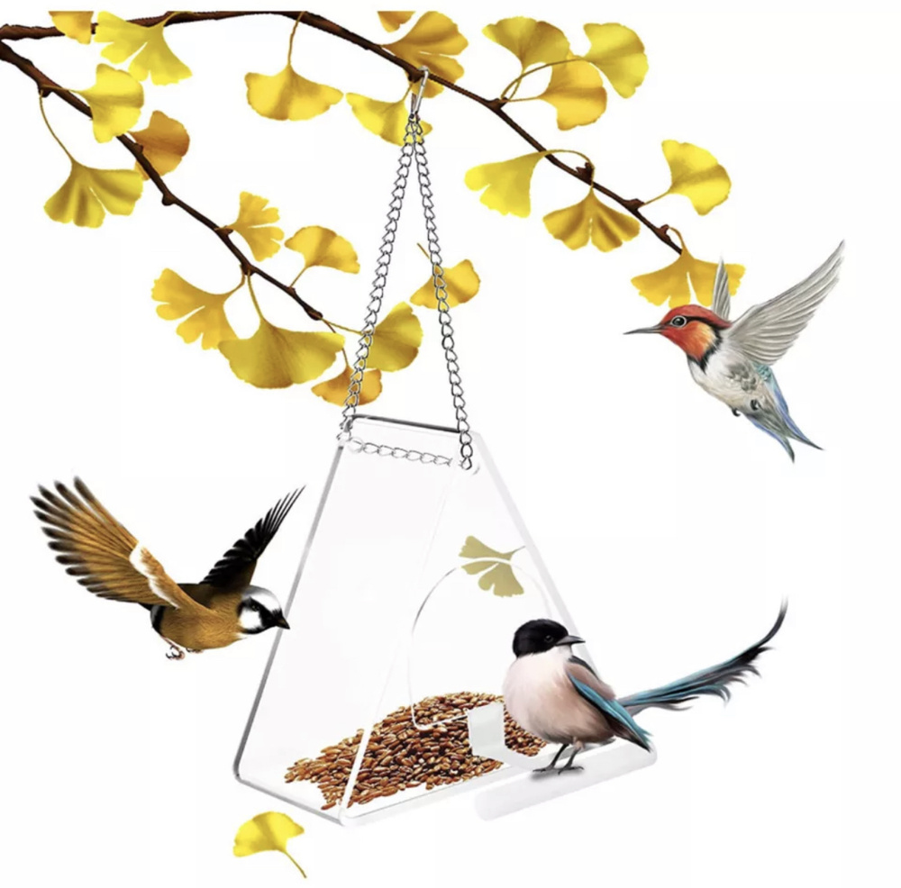 Уличная - подвесная кормушка для птиц на присоске с цепочкой.  #1